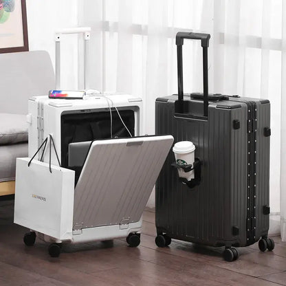 LuxeElevate™ Streamlined Front-Access Smart Suitcase - LuxeElevate