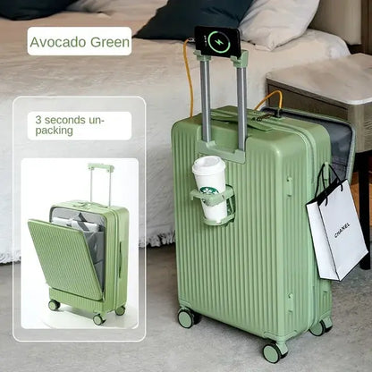 LuxeElevate™ Sleek Front-Access Wheeled Suitcase - LuxeElevate