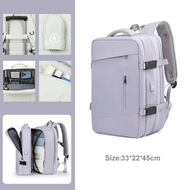 LuxeElevate™ Elegant Expandable Travel Backpack with USB - LuxeElevate