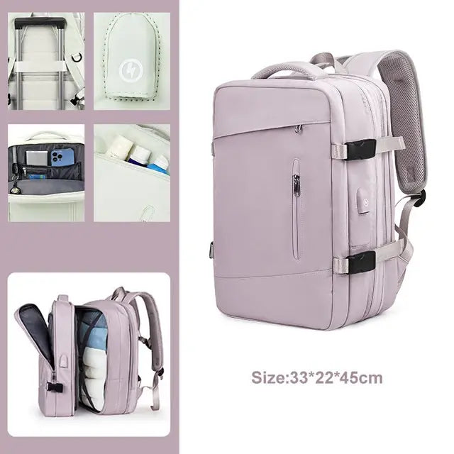 LuxeElevate™ Elegant Expandable Travel Backpack with USB - LuxeElevate