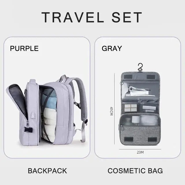 LuxeElevate™ Elegant Expandable Travel Backpack with USB - LuxeElevate