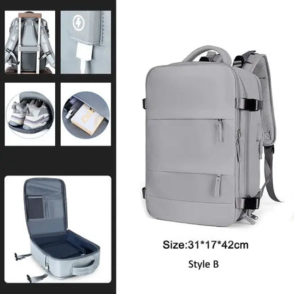 LuxeElevate™ Elegant Expandable Travel Backpack with USB - LuxeElevate