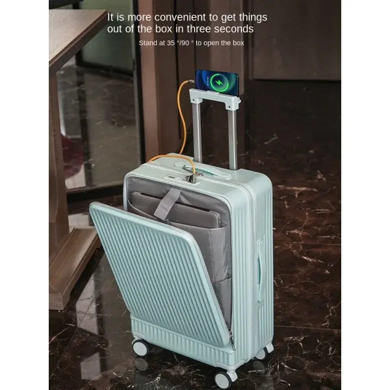 LuxeElevate™ Sleek Front-Access Wheeled Suitcase - LuxeElevate