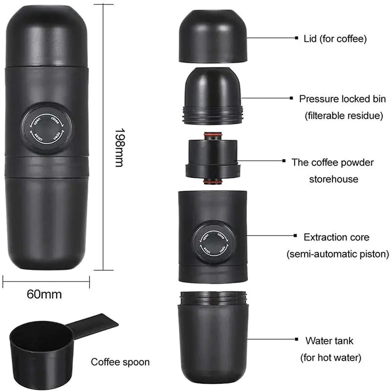 LuxeElevate™ Sleek Mini Coffee Maker for Outdoor Travel - LuxeElevate