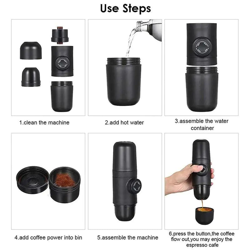 LuxeElevate™ Sleek Mini Coffee Maker for Outdoor Travel - LuxeElevate