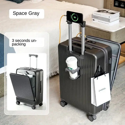 LuxeElevate™ Sleek Front-Access Wheeled Suitcase - LuxeElevate