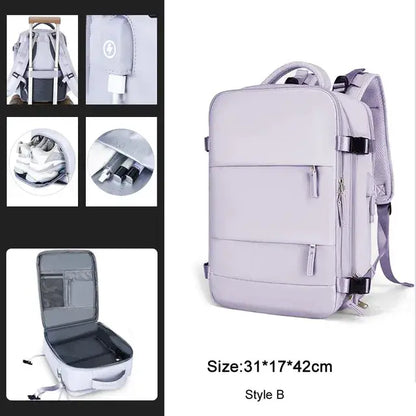 LuxeElevate™ Elegant Expandable Travel Backpack with USB - LuxeElevate