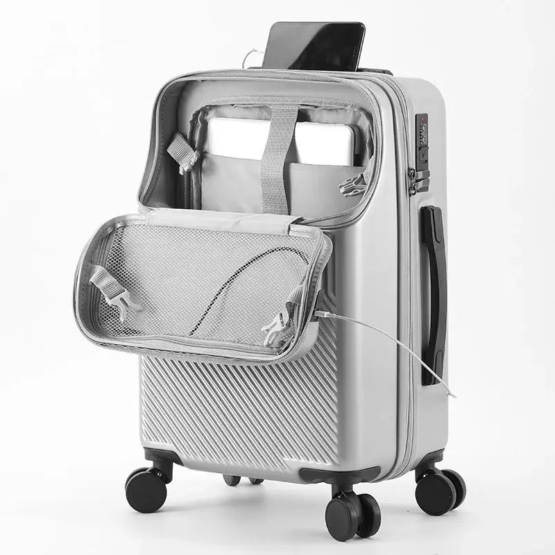 LuxeElevate™ Sleek Front-Access Travel Suitcase - Secure & Convenient - LuxeElevate