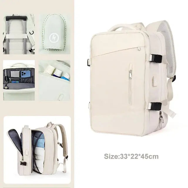 LuxeElevate™ Elegant Expandable Travel Backpack with USB - LuxeElevate