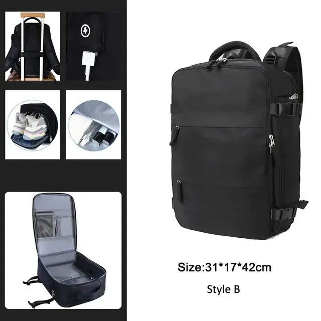 LuxeElevate™ Elegant Expandable Travel Backpack with USB - LuxeElevate