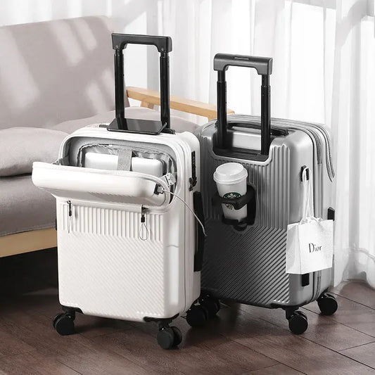 LuxeElevate™ Sleek Front-Access Travel Suitcase - Secure & Convenient - LuxeElevate