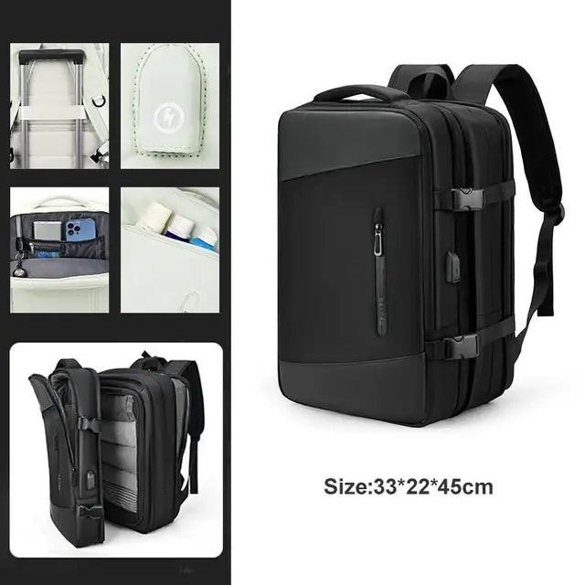 LuxeElevate™ Elegant Expandable Travel Backpack with USB - LuxeElevate