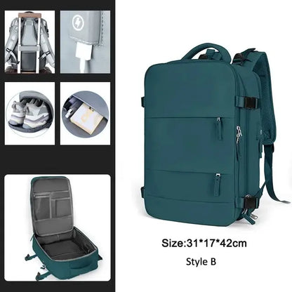 LuxeElevate™ Elegant Expandable Travel Backpack with USB - LuxeElevate